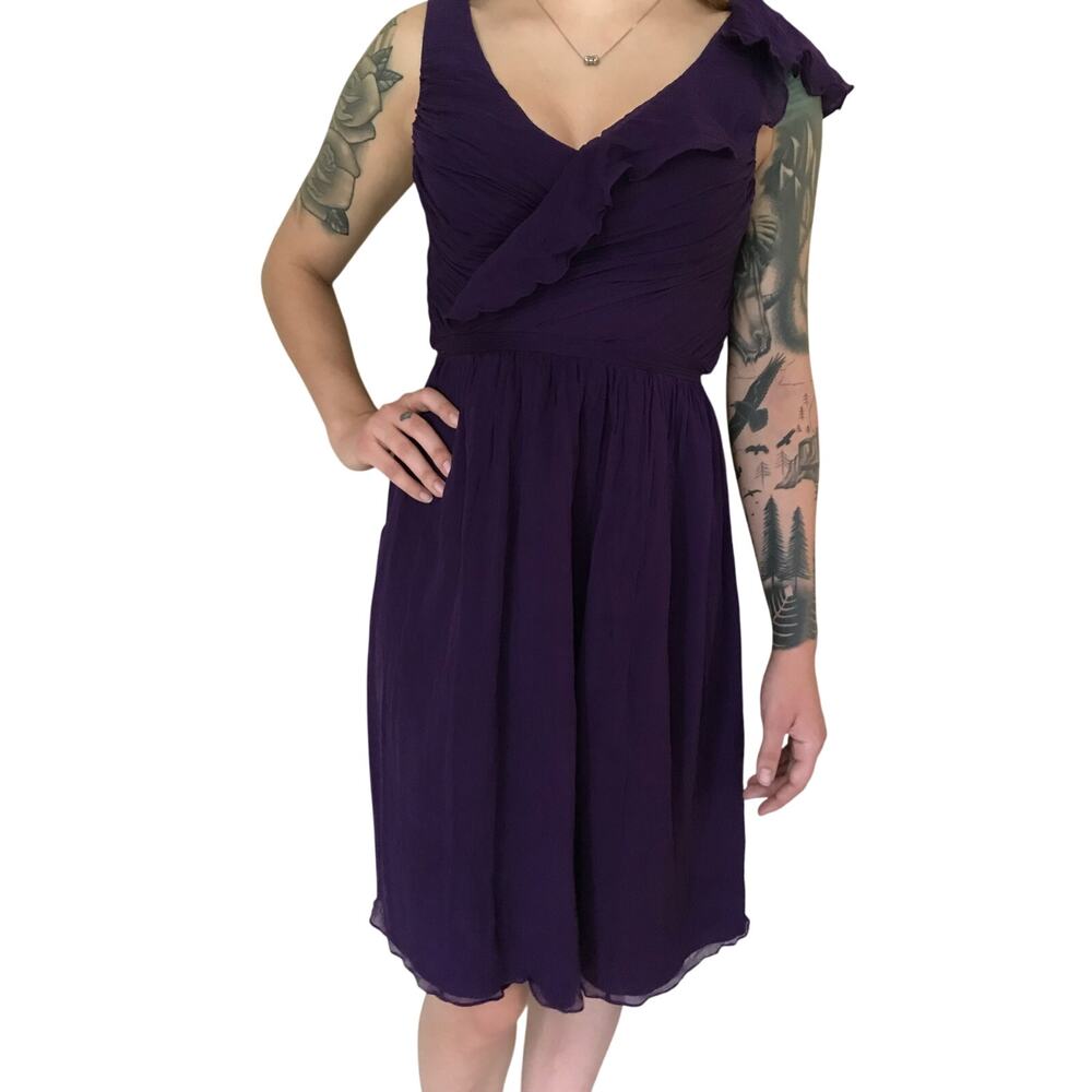 J.Crew Serena Silk Chiffon Dress Purple Size 4